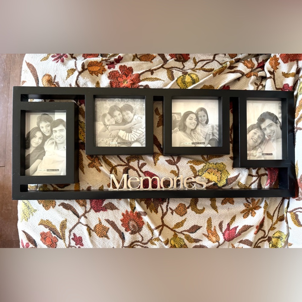 Elegant Black Multi-Photo Frame with 'Memories' Accent